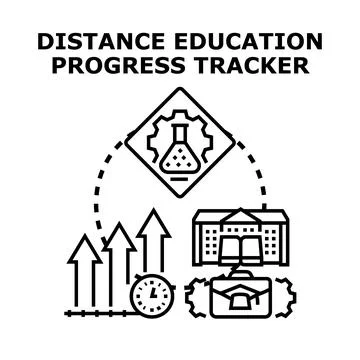 Distance education progress tracking and online learning development Stock Illustration