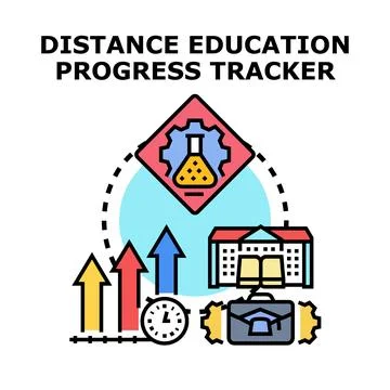 Distance education progress tracking and online learning development イラスト素材