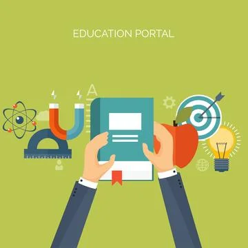 Distance education,learning. Online courses and web school. Knowledge 库存插图
