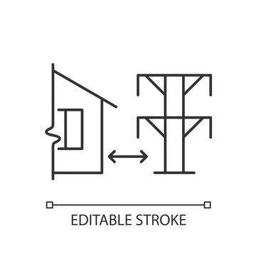 Distance from electric lines linear icon 스톡 일러스트