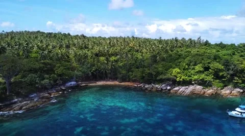 Distance from the island with an ocean view Stock Footage 230375385