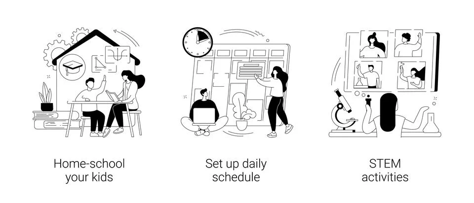 Distance learning abstract concept vector illustrations. Stock Illustration