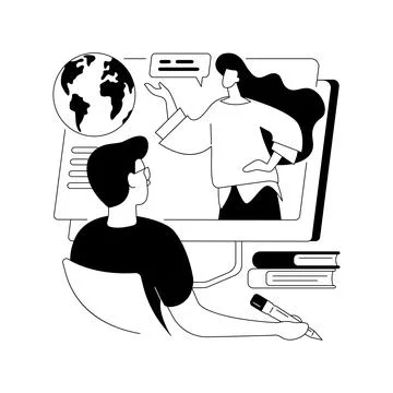 Distance learning abstract concept vector illustration. Stock Illustration