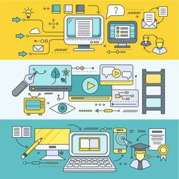 Distance Learning and Education Stock Illustration