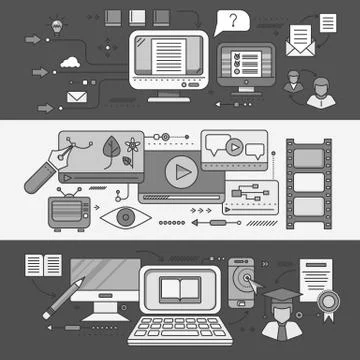 Distance Learning and Education Stock Illustration