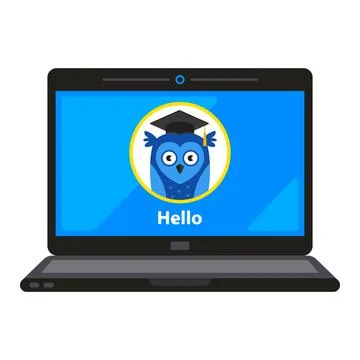 Distance learning for children. developmental program on the computer. Illustrazione stock
