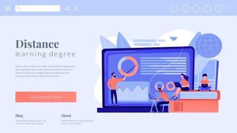 Distance learning concept landing page. Illustrazione stock