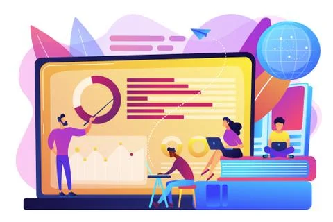 Distance learning concept vector illustration. Illustrazione stock