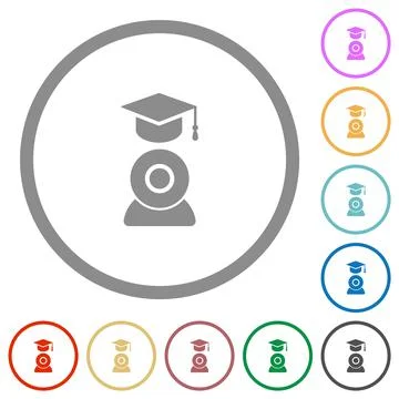 Distance learning flat icons with outlines イラスト素材