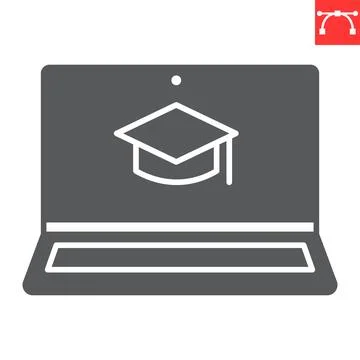 Distance learning glyph icon Illustrazione stock