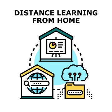 Distance learning from home concept illustration Stock Illustration