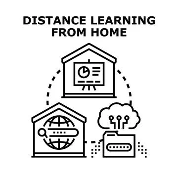 Distance learning from home concept illustration 스톡 일러스트