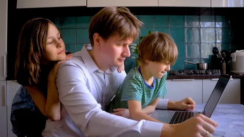 Distance learning at home during the coronavirus quarantine period Covid 19 Stock Footage 128712450