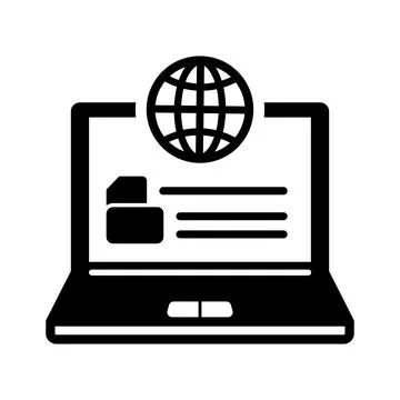 Distance, learning icon. Black vector graphics. Stock Illustration