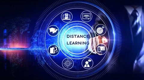 Distance Learning  Icon Rotating wheel Concept Stock Photos