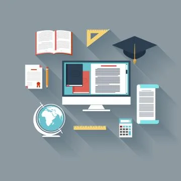 Distance learning with internet services concept Stockillustratie