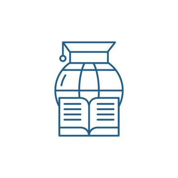Distance learning line icon concept. Distance learning flat vector symbol, sign Illustrazione stock
