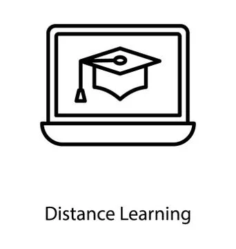 Distance learning line icon Stock Illustration