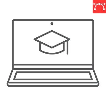 Distance learning line icon Stock Illustration