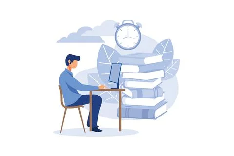 Distance learning, online courses and business, education, online books and t Stock Illustration