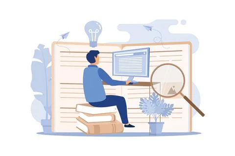Distance learning, online courses and business, education, online books and.. Stock Illustration