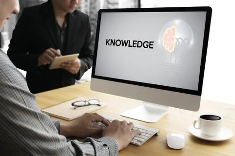 Distance learning online webpage KNOWLEDGE work Foto stock