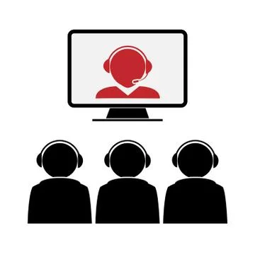 Distance learning or training. Listeners in front of the screen 스톡 일러스트