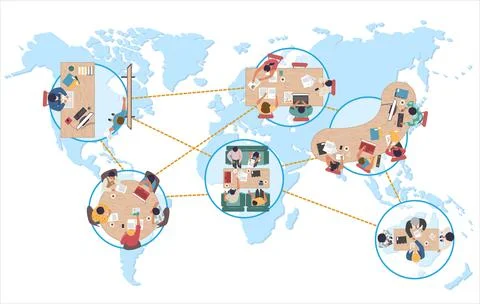 Distance learning or working around world vector Stock Illustration