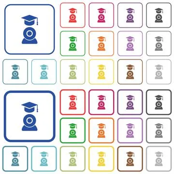 Distance learning outlined flat color icons Stock Illustration