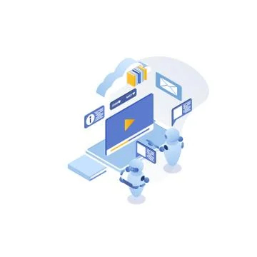 Distance learning. Robotization and automation. Online training. - Vector Stock Illustration