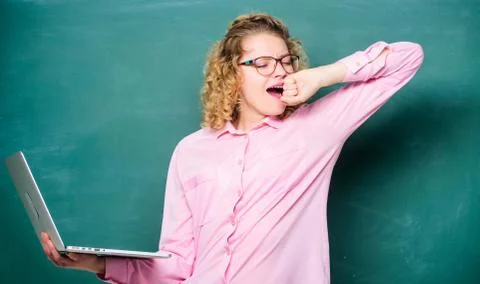 Distance learning. School teacher notebook. School of digital technologies Stock Photos