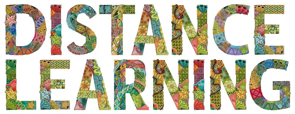 DISTANCE LEARNING. Vector decorative zentangle object for decoration Stock Illustration