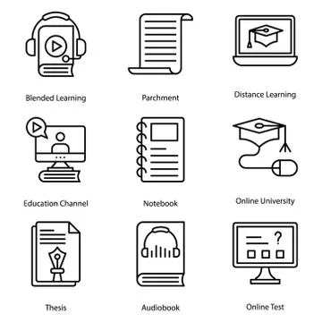 Distance Learning Vector Icons 스톡 일러스트