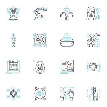 Distance linear icons set. Isolation, Spread, Remoteness, Disengagement Illustrazione stock