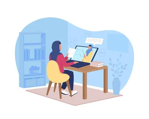 Distance mathematics lecture 2D vector web banner, poster Illustrazione stock