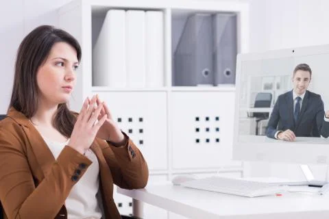 Distance is not a problem with a technology 写真素材