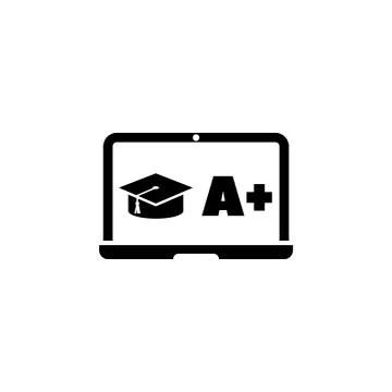 Distance Online Learning Flat Vector Icon Stock Illustration