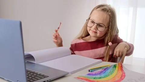 Distance remote education online learning lesson at home. Stock Footage 148326656