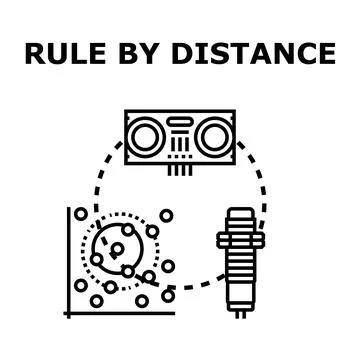 Distance rule concept with sensing technology and data Illustrazione stock