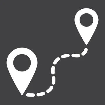 Distance solid icon, navigation route, map pointer Stock Illustration