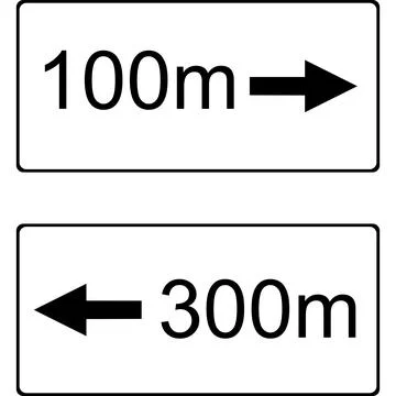 The distance to the stop object is 100 meters. Stock Illustration