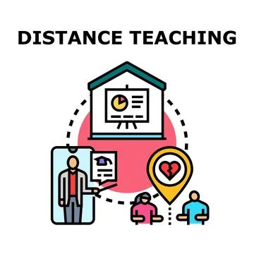 Distance teaching concept with online education service Stock Illustration