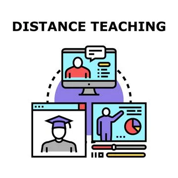 Distance teaching learning education online concept Stock Illustration
