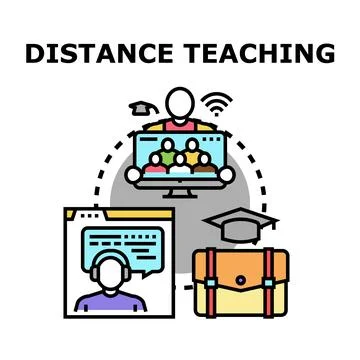 Distance teaching online education learning course concept Stockillustratie
