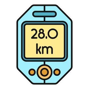 Distance tracking on bicycle computer displaying kilometers Stock Illustration