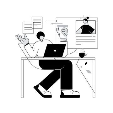 Distance working abstract concept vector illustration. Stock Illustration