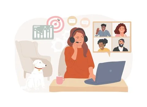 Distance working isolated concept vector illustration. Ilustración de archivo