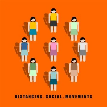 Distancing Social Movement vector Illustration Stock Illustration