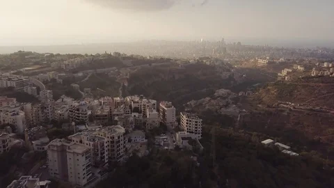 Distant Aerial of Beirut Stock Footage