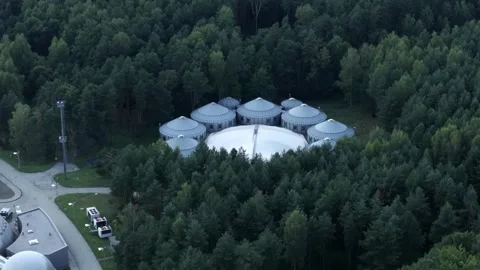 Distant Aerial View of Dome Cluster in Nature Stock Footage 285539325